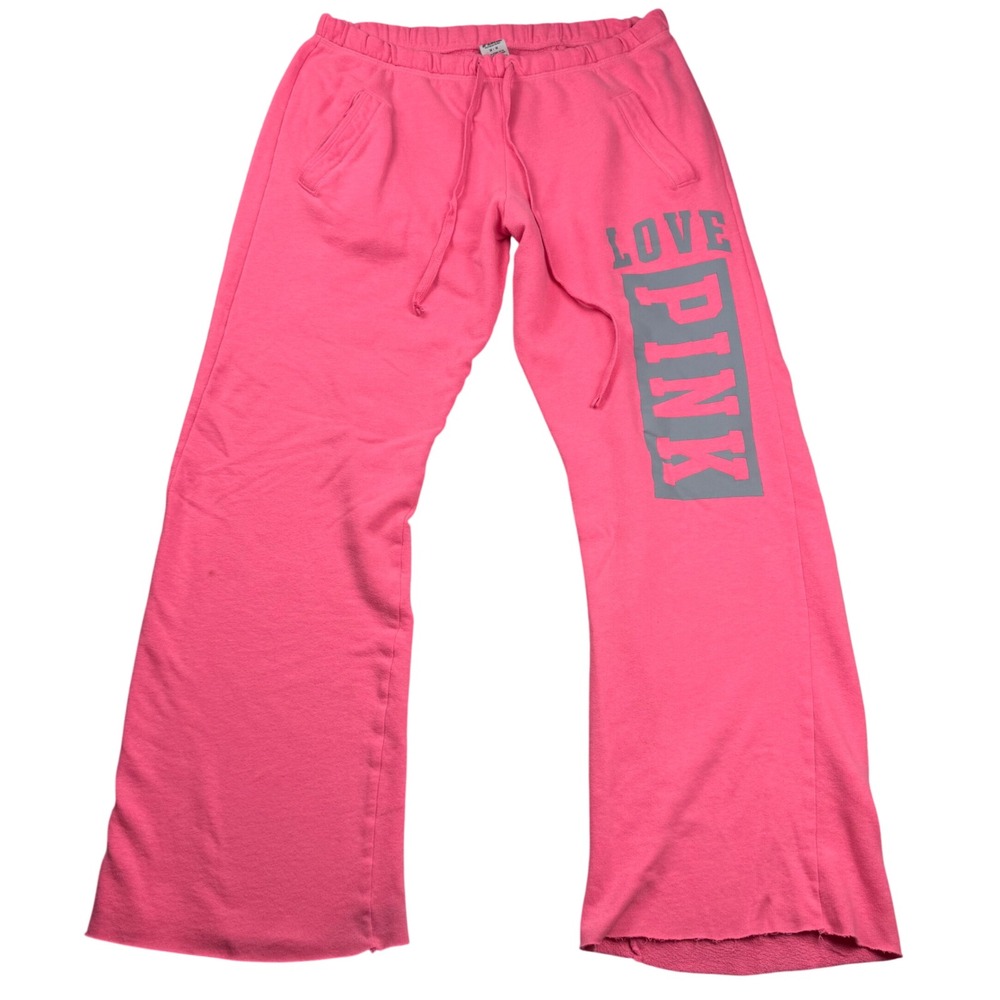 VTG Y2K Style Victoria's Secret PINK Neon Sweatpants Wide Leg Love Pink Medium